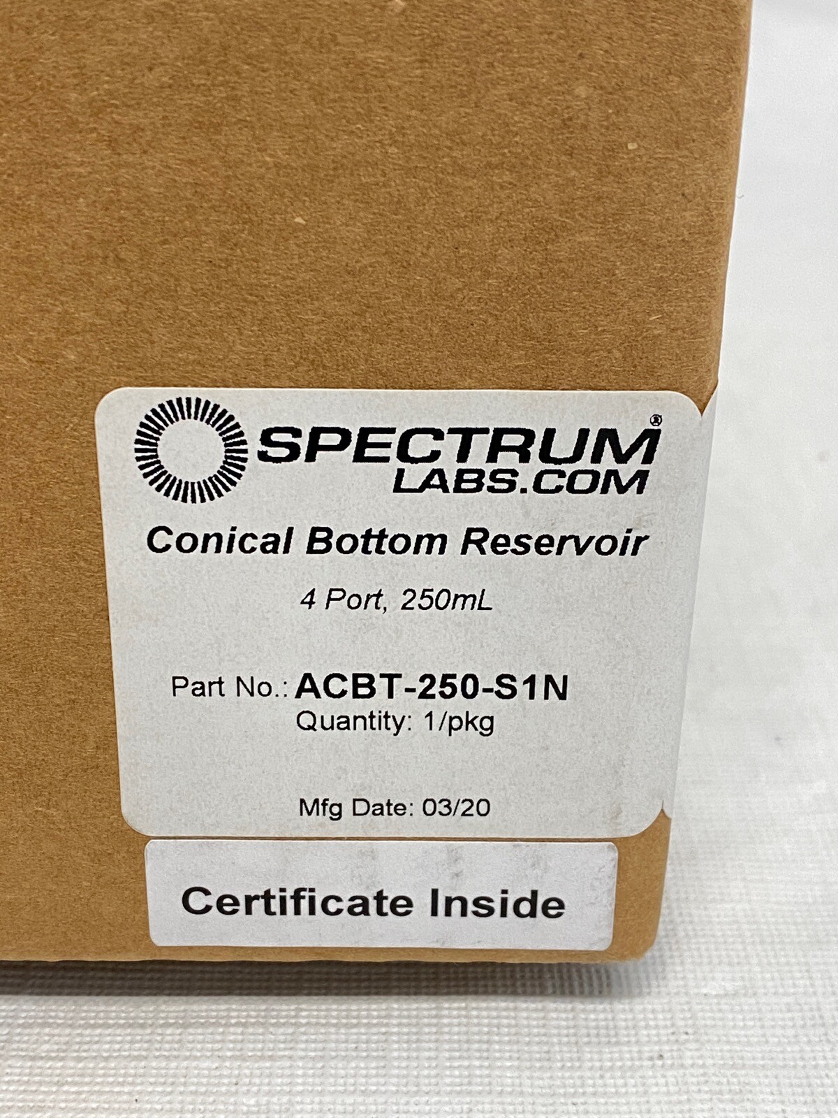 REPLIGEN SPECTRUM 250mL 4-Port Conical Bottom Reservoir Non-Sterile ACBT-250-S1N