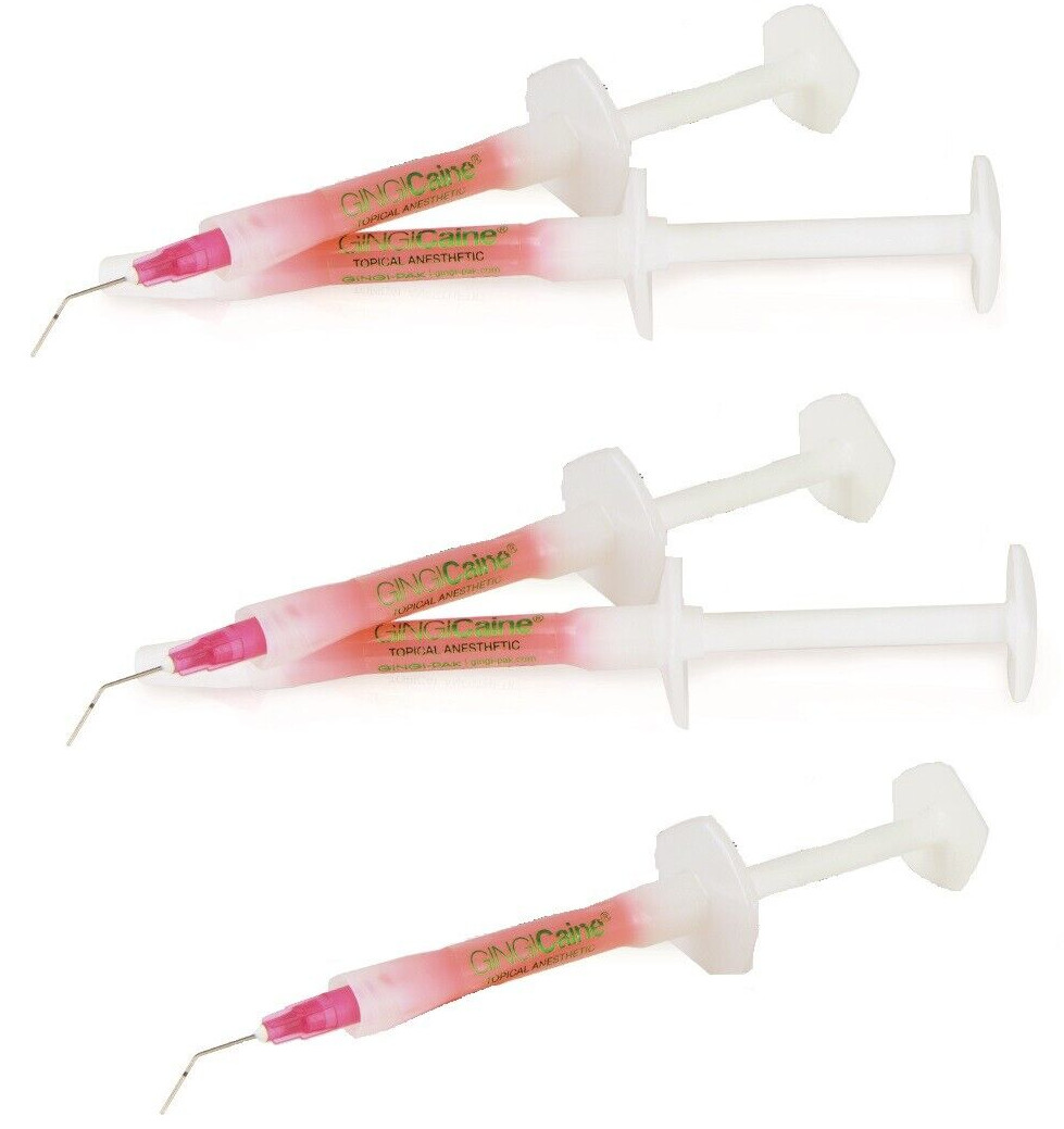 Gingicaine Topical Anesthetic Gel in Syringe 1.2 ml prefilled syringes with Tips