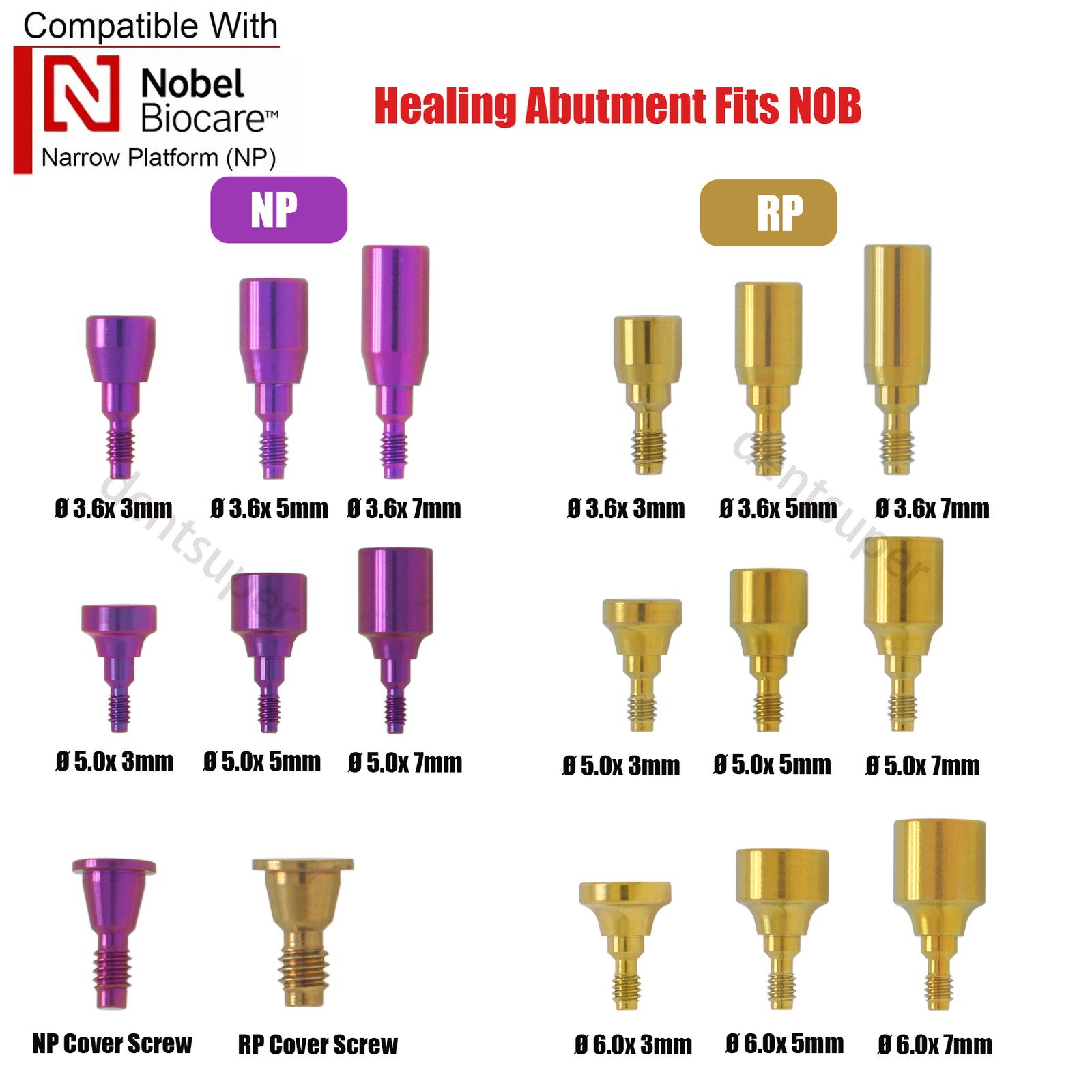 US Nobel Biocare Implant Healing Abutment Cap Titanium NP RP CC Temporary Dental