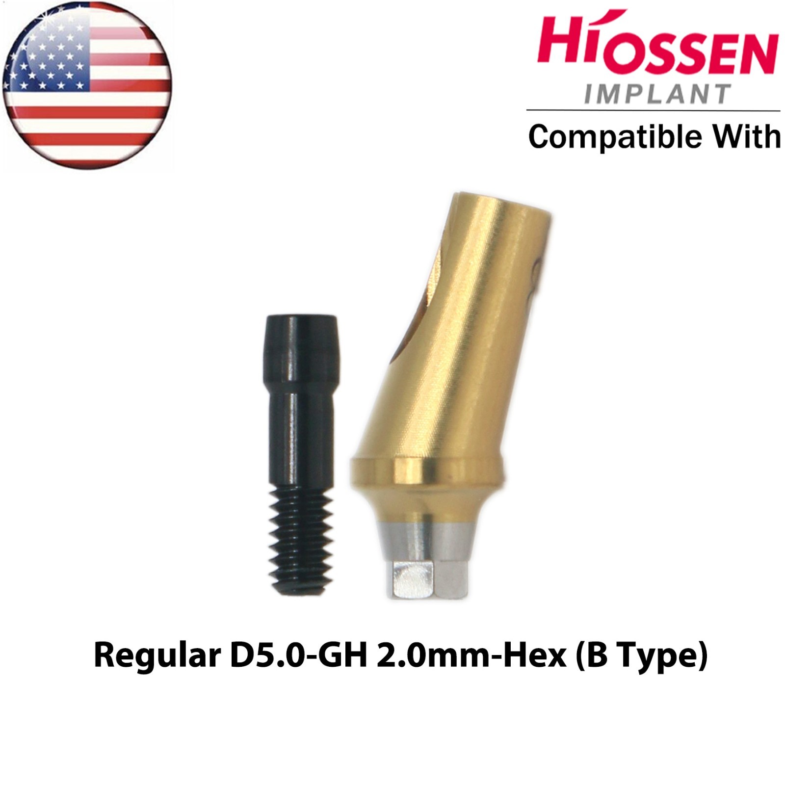 US Dental 17° Angled Anatomic Abutment Regular Ø4.5/5.0mm Fit Hiossen Osstem TS