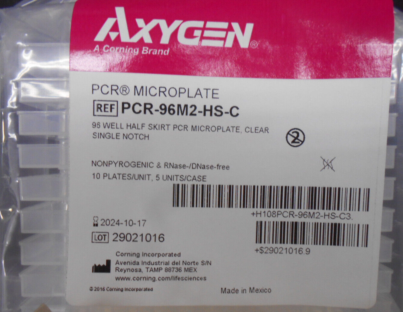AXYGEN PCR MICROPLATE PCR-96M2-HS-C 96 WELL HALF SKIRT CLEAR SINGLE NOTCH 9PCS