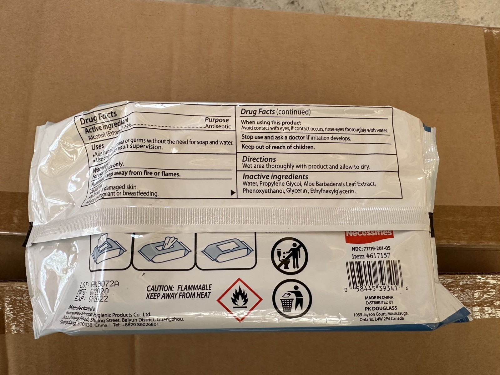 Antibacterial Wipes 80 wipes per pack. 24 pack per box. Expired 07/2022