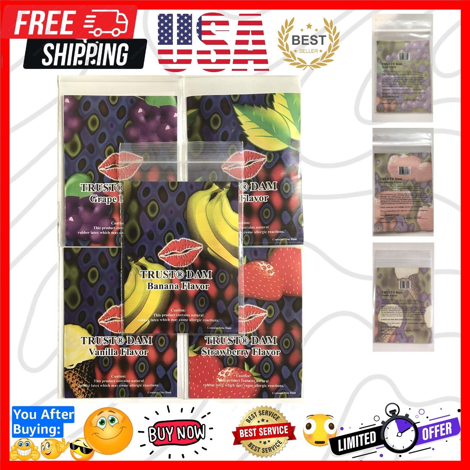 Latex Dental Dam Assorted 1 pc. 6 Pack