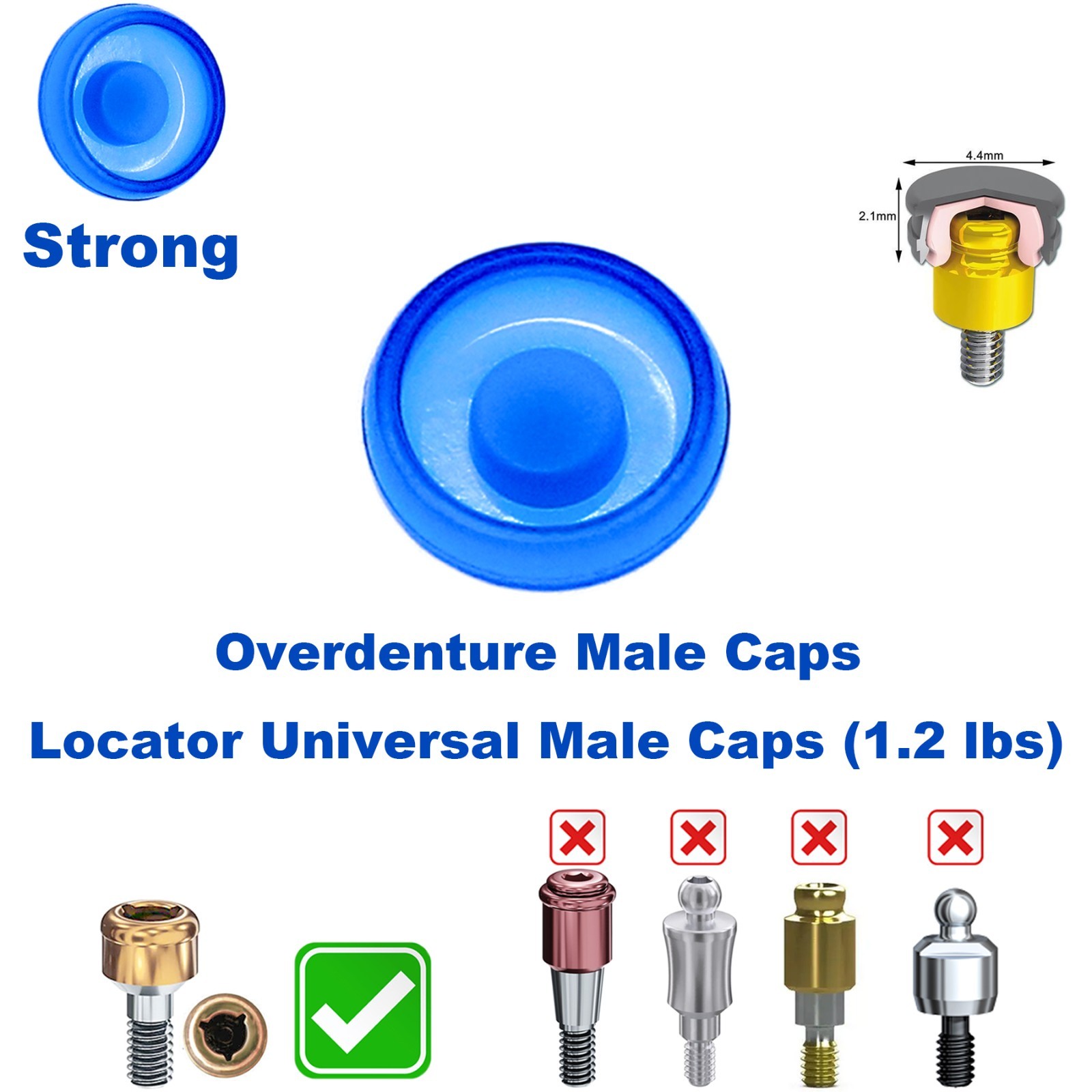 US 5Pcs Dental Overdenture Locator Abutments Retention Caps For Implant Inserts