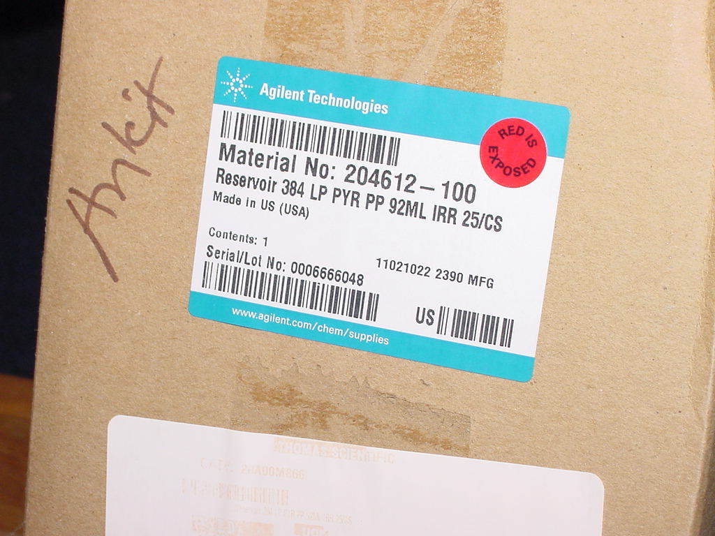 Agilent Technologies 204612-100 Reservoir 384 LP PYR PP 92ML IRR 25 Per Case NEW