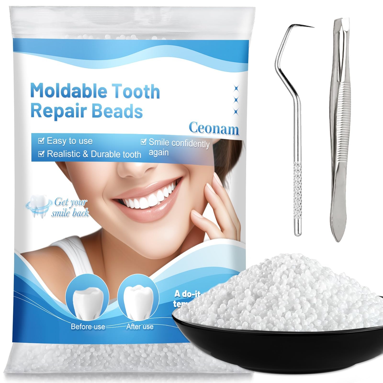 10.9oz Tooth Repair Beads – Teeth Replacement Kit for Temporary White