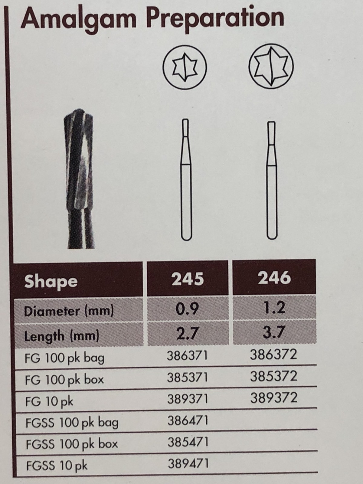 Fg 245 Carbide Burs 100/pk X3 (300burs)Made In Canada By Kerr