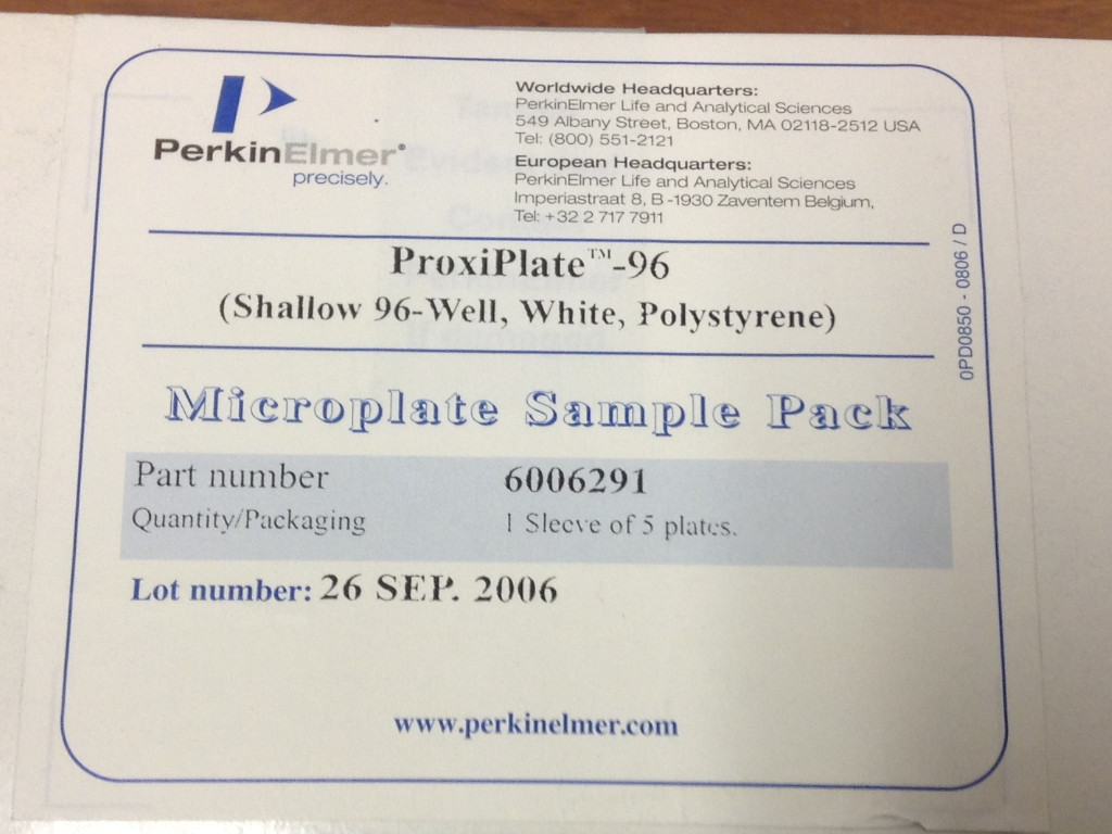 PerkinElmer – P/N: 6006291 – ProxiPlate 96 – Shallow 96-Well, White – 5/PACK