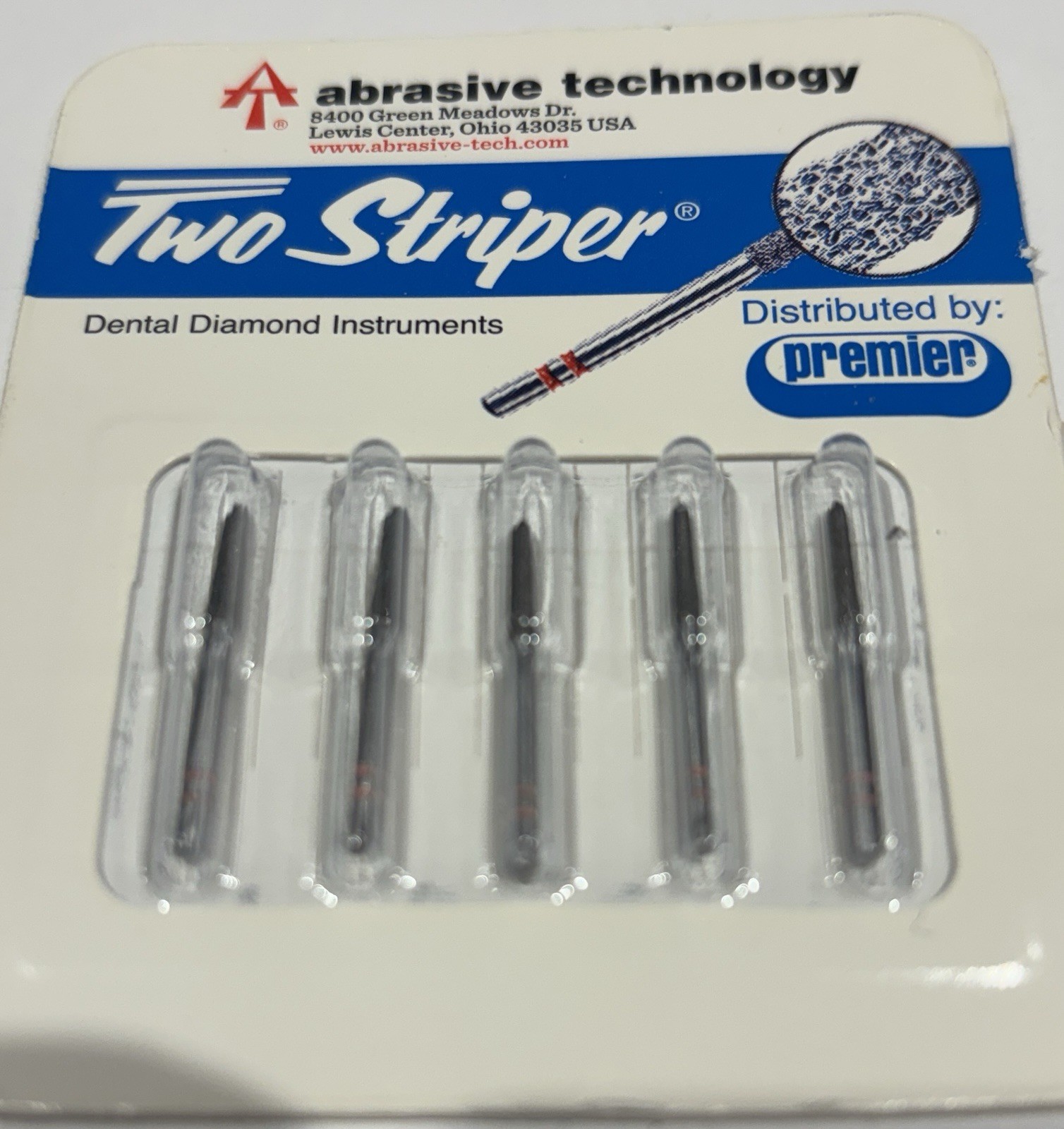 Premier Two 2 Striper Dental Composite Finishing Diamonds 257MF2, 5 Pack