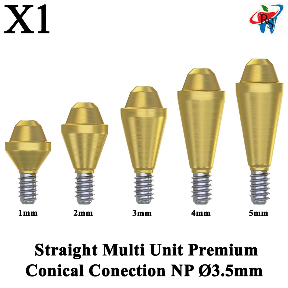 1x Prosthetic Straight Multi Unit 1.6 NP Conical Connection 2.25 Dental Titanium