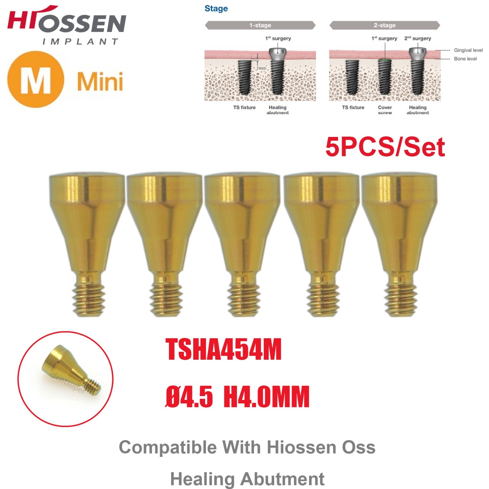 US Dental Titanium Mini Healing Abutment & Cover Screw Fits Hiossen ET Osstem TS