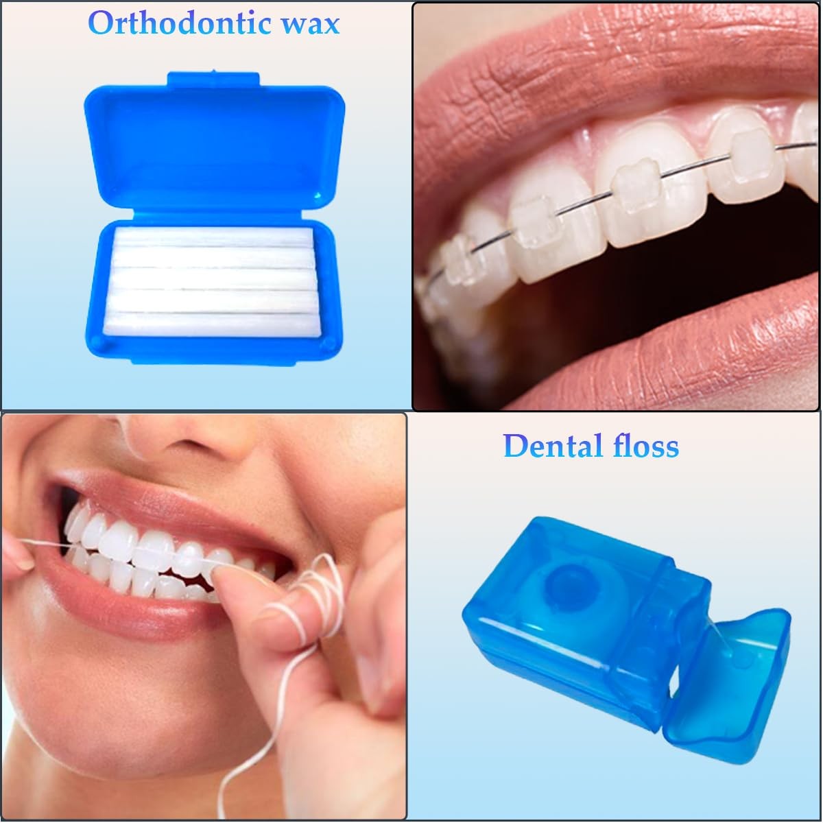 EASYTODENTA 8-in-1 Portable Orthodontic Oral Care Kit Braces Cleaning Blue