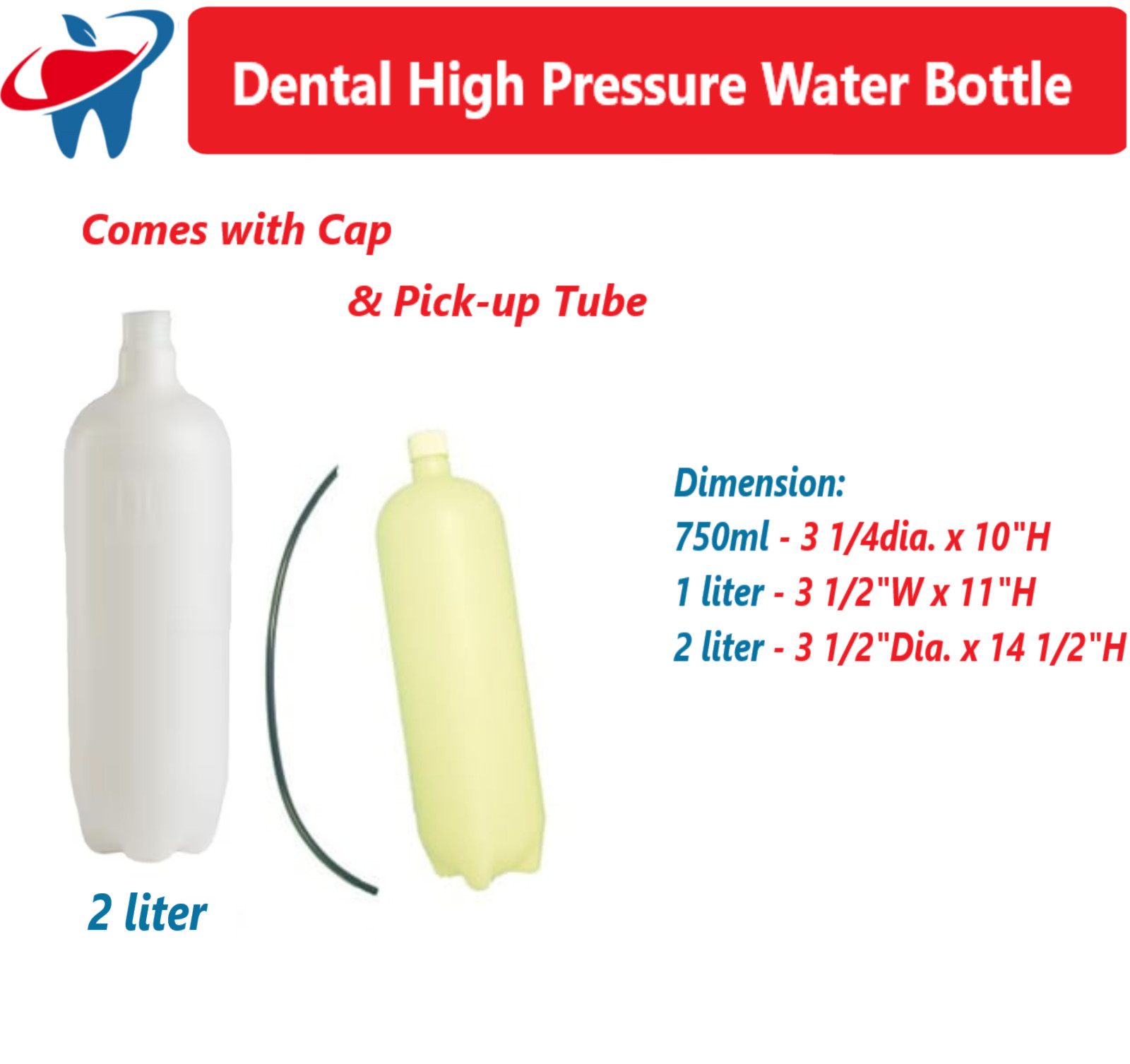 Dental System Pressure Water Bottle For Midmark, A-dec, Belmont, DCI Equipment