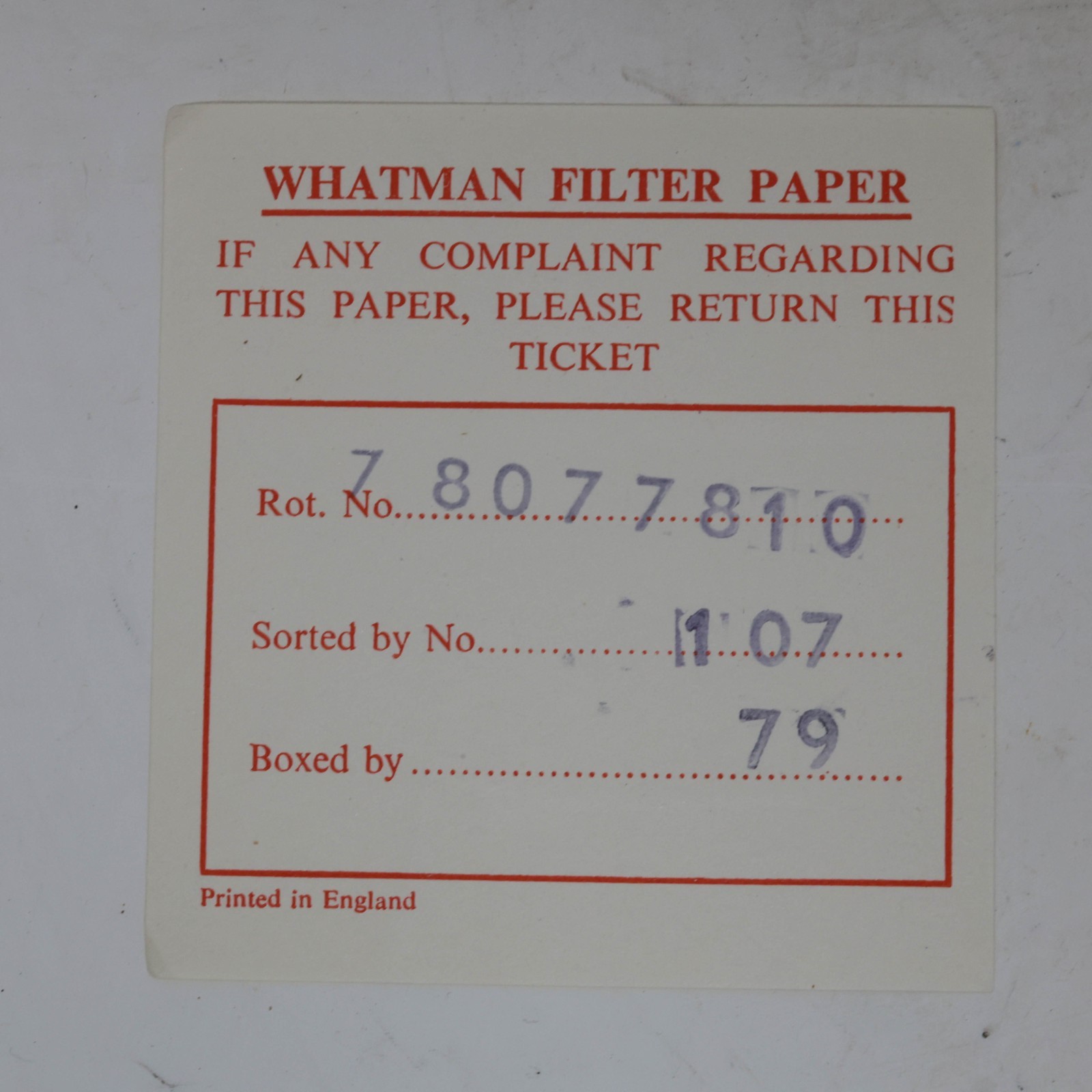Vintage W. & R. Balston Genuine No. 1 Filter Paper Lab Supplies Genuine Whatman