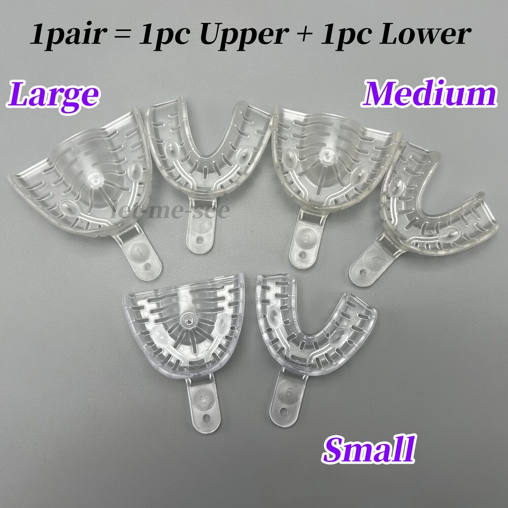 Dental Alginate Impression Trays Clear Autoclave 121°C Large Medium Small