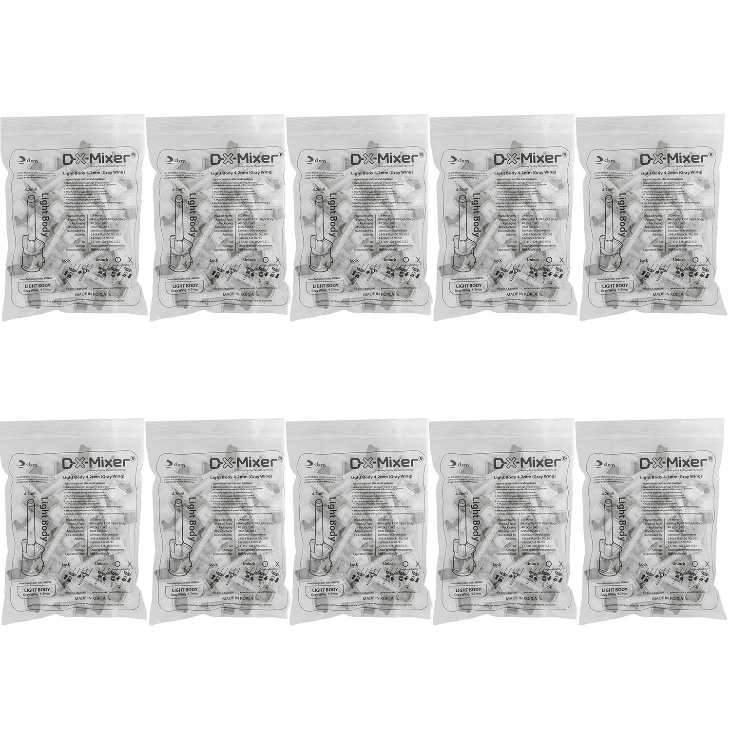 48/96/480Pcs DX-Mixer Dental Impression Mixing Tips Light Body 4.2mm VPS/PVS