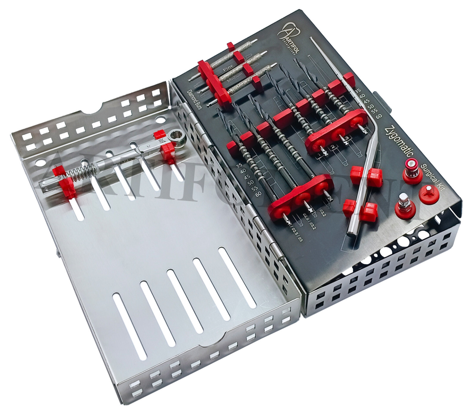 14Pcs Dental Zygomatic Surgical Kit–Titanium Coated Implant Drills Zygoma Bone