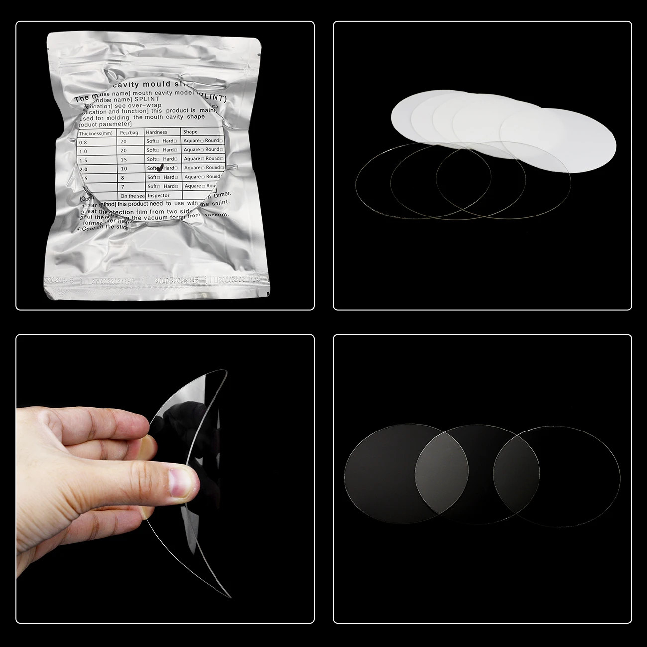 Dental Round Hard Splint Sheet 2.0mm Thermoforming Material for Vacuum Forming