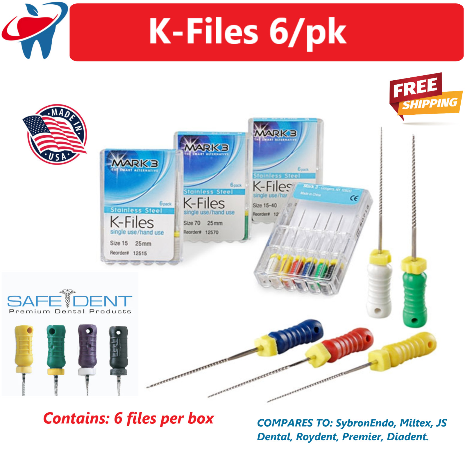 Dental Endodontic Endo K Files NiTi Hand Use Root Canal Files 21/25/28/31m MARK3