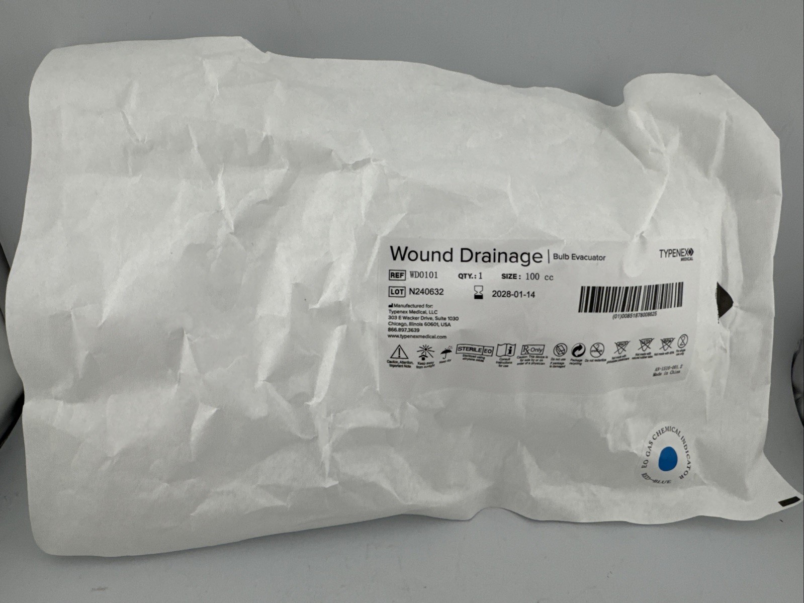 Wound Drainage Bulb Evacuator, 100 ML, Oval Silicone, Medical Suction Reservoir