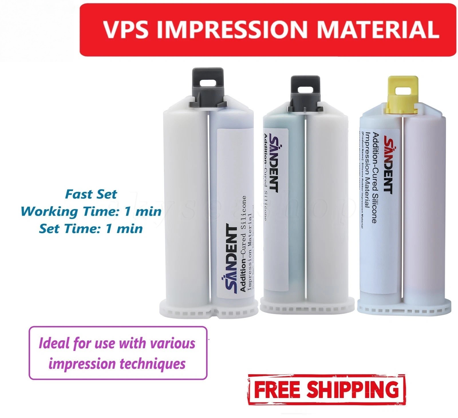 Dental VPS Impression Material Heavy Body Medium Light Body Fast Rapid Set 50ML