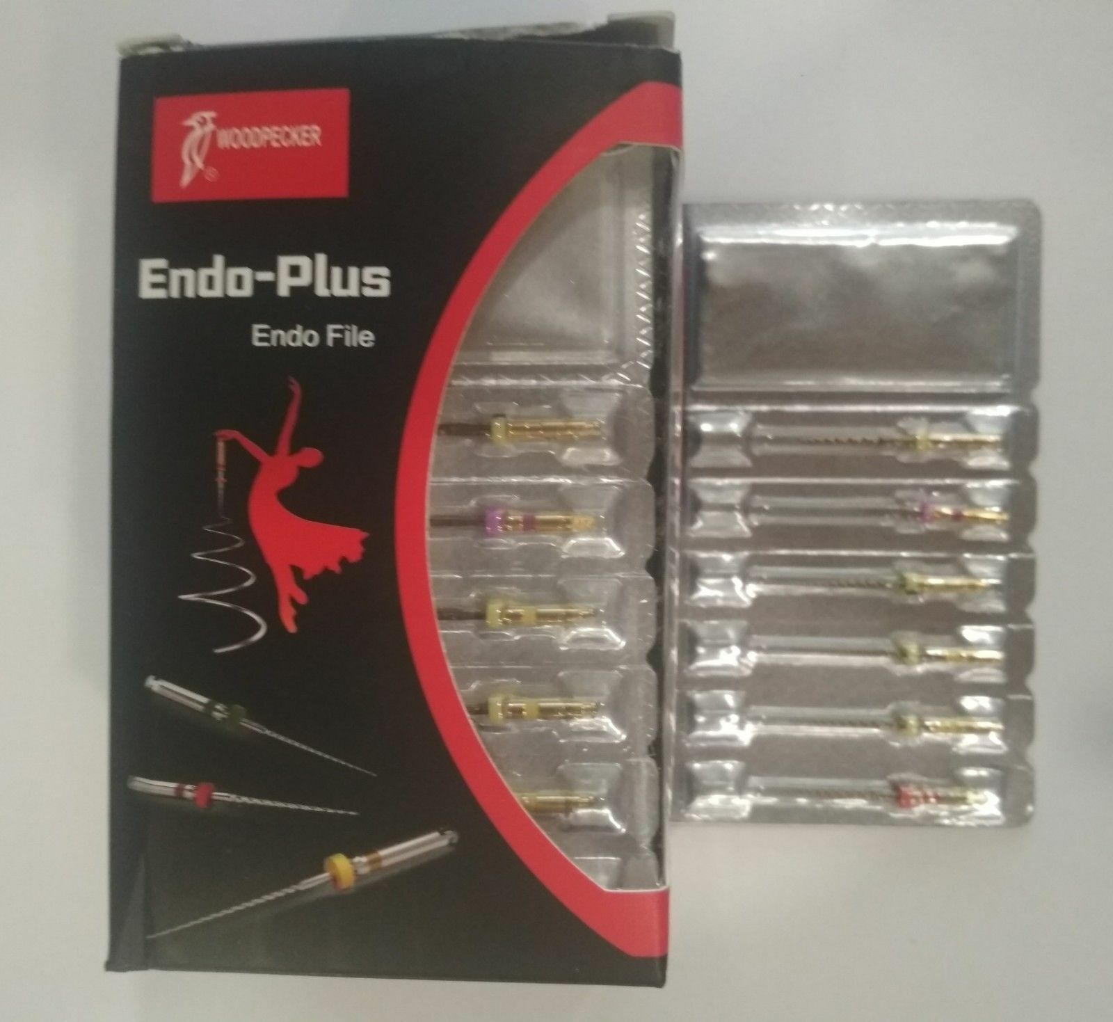 Dental Woodpecker Endo Plus Ni-Ti Root Canal 6 Files Pack Assorted 21mm Length.