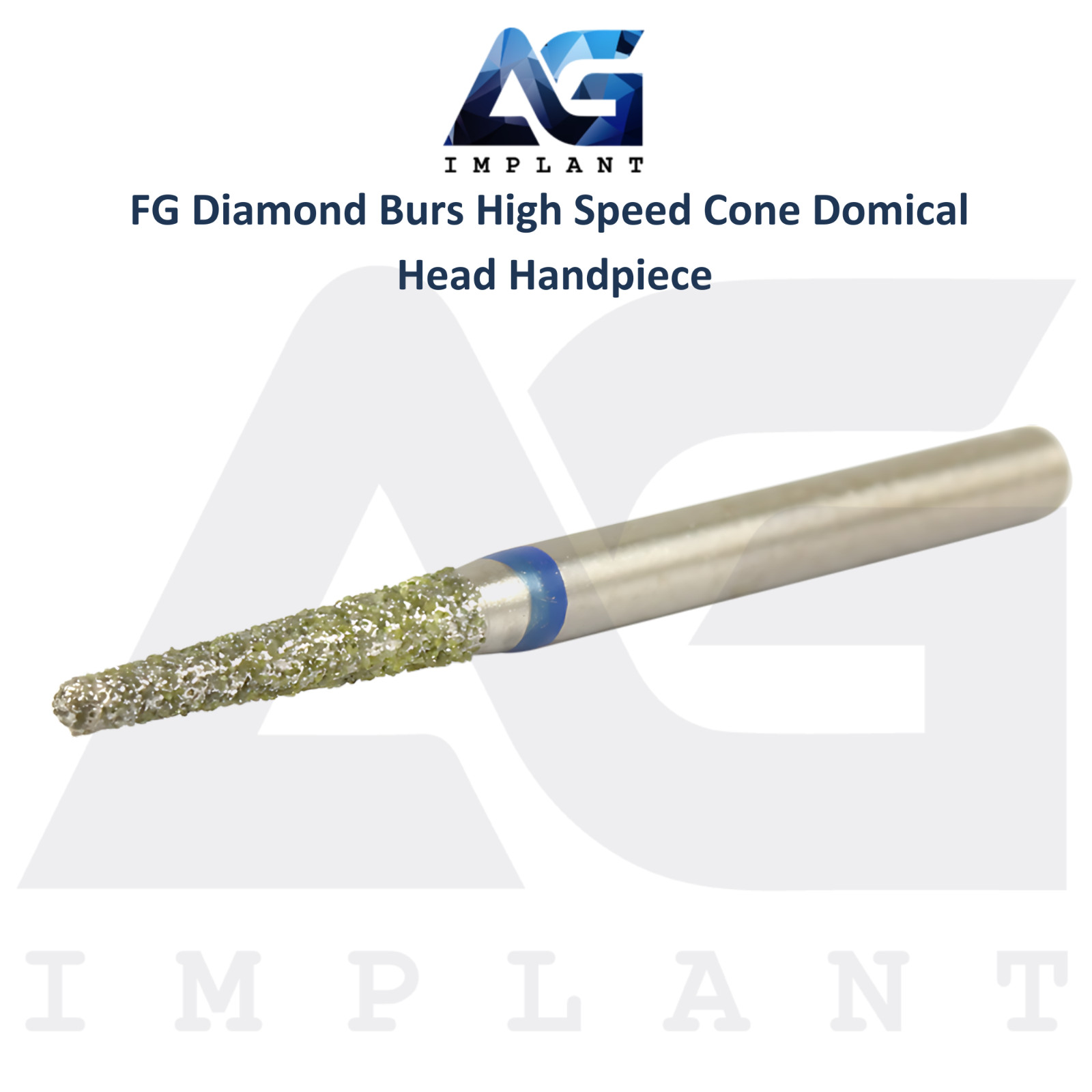 Dental FG Diamond 10 Burs High Speed Cone Domical Head Handpiece Stainless Steel