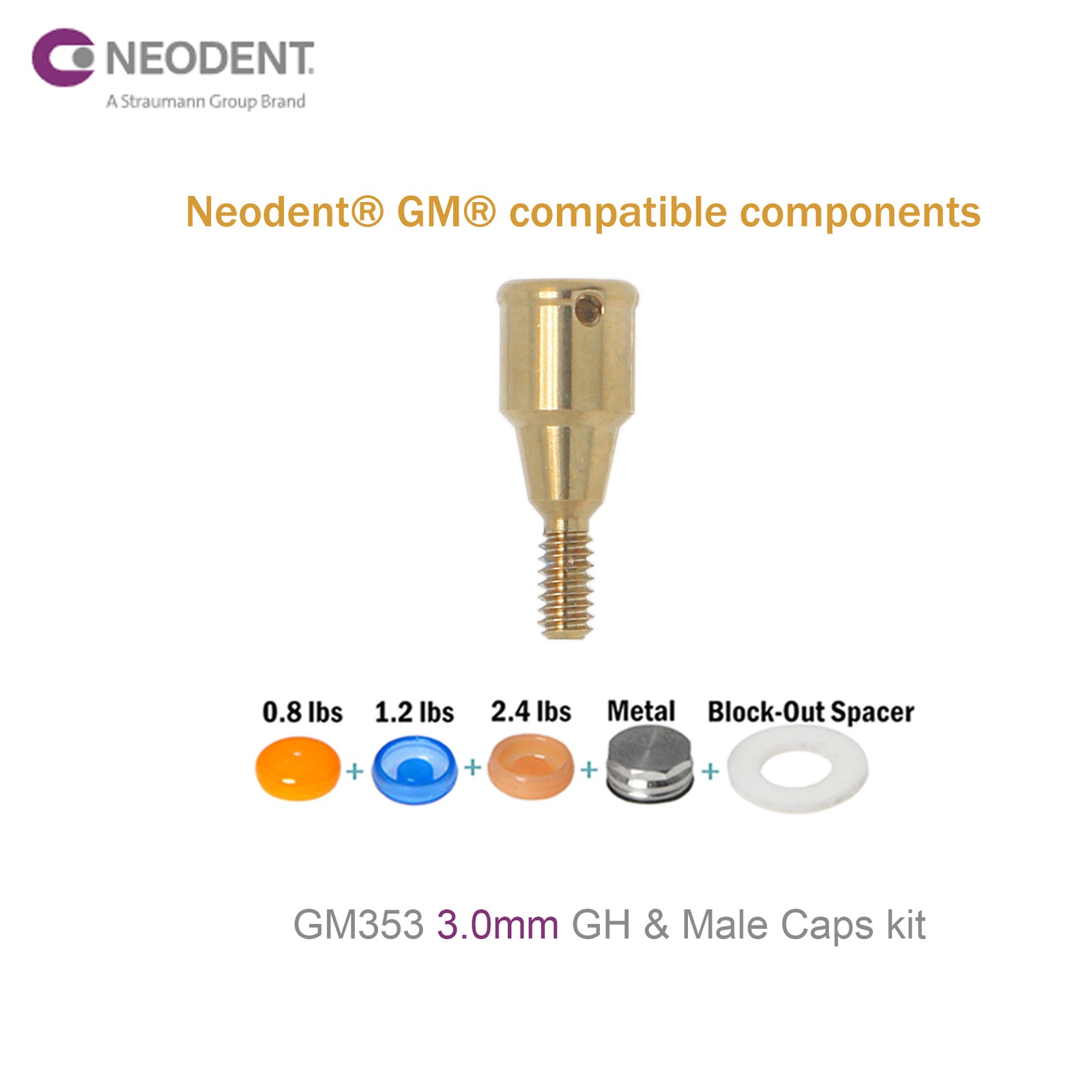 Locator Overdenture Abutment & Male Caps Kit for Neodent GRAND MORSE GM Tools