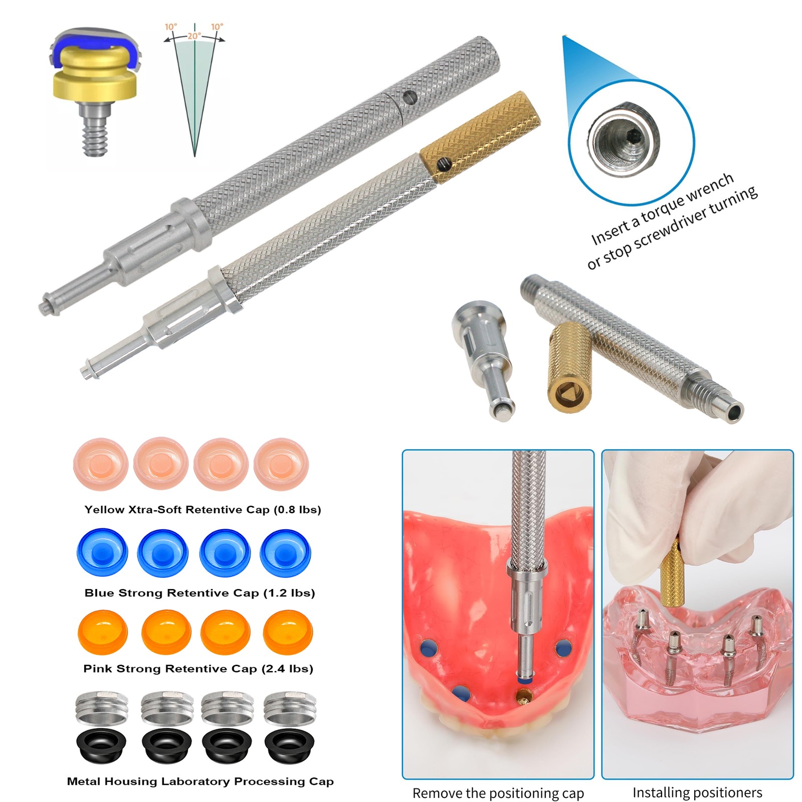 US Ship Locator Abutment Male Caps Inserts Compatible Hiossen Nobel Zimmer TSV