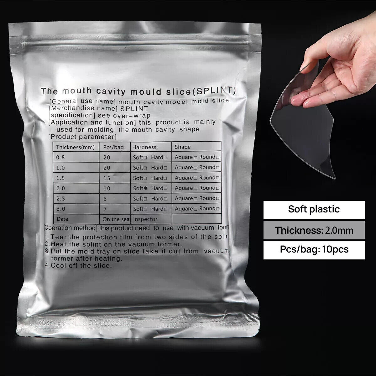 Dental Lab Plastic Ortho Thermoforming Blister Material Sheet Hard 1.0+1.5+2.0mm