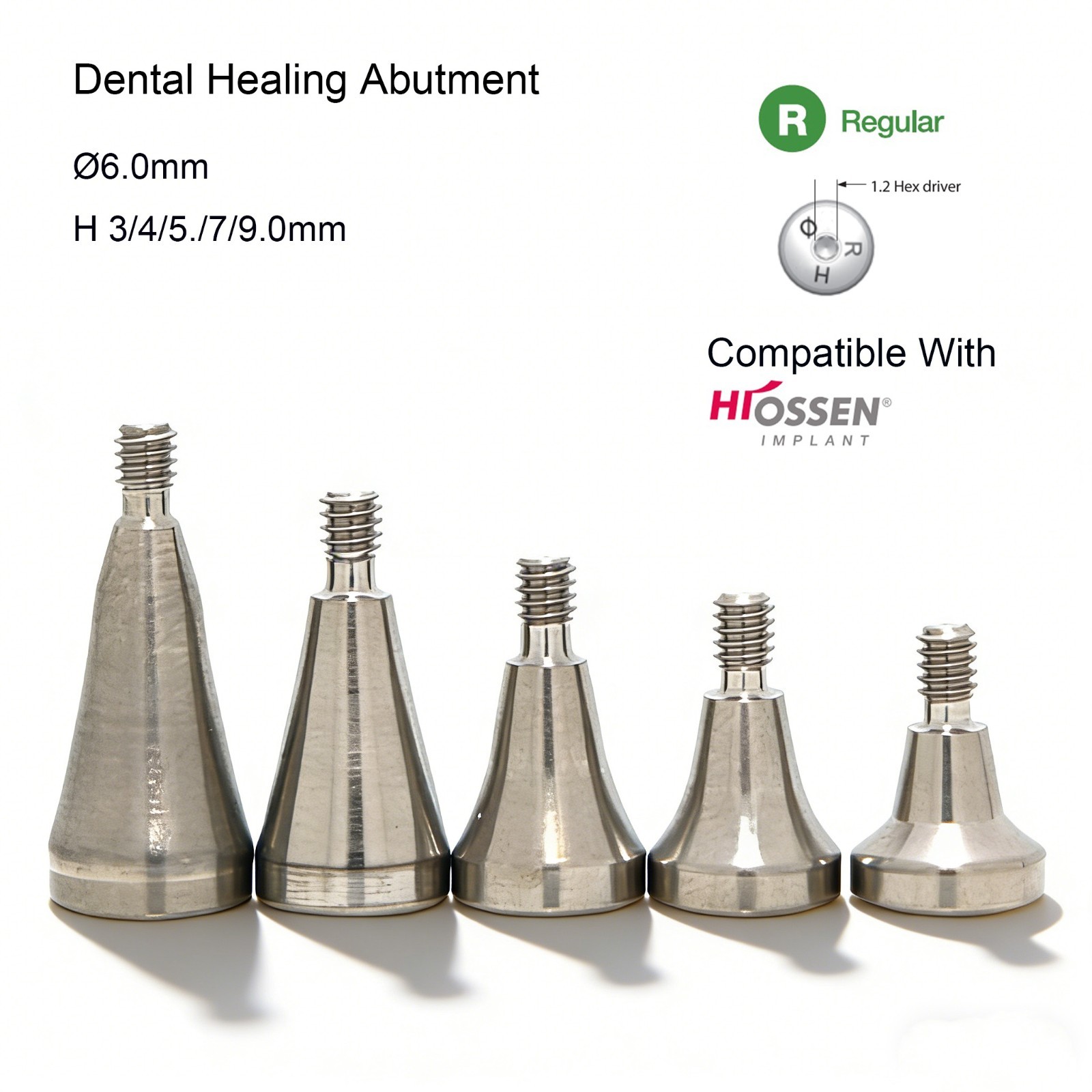 US 10pcs Dental Healing Abutment Cap Regular Platform Fit Oss Hiossen ET Implant