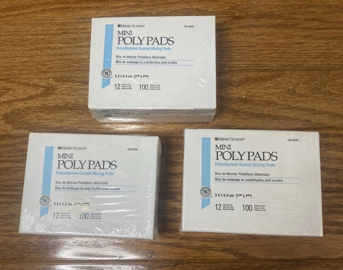 NEW! 36 Henry Schein Mini Poly Mixing Pads 3.5″ X 3.5” 3600 Sheets DENTAL