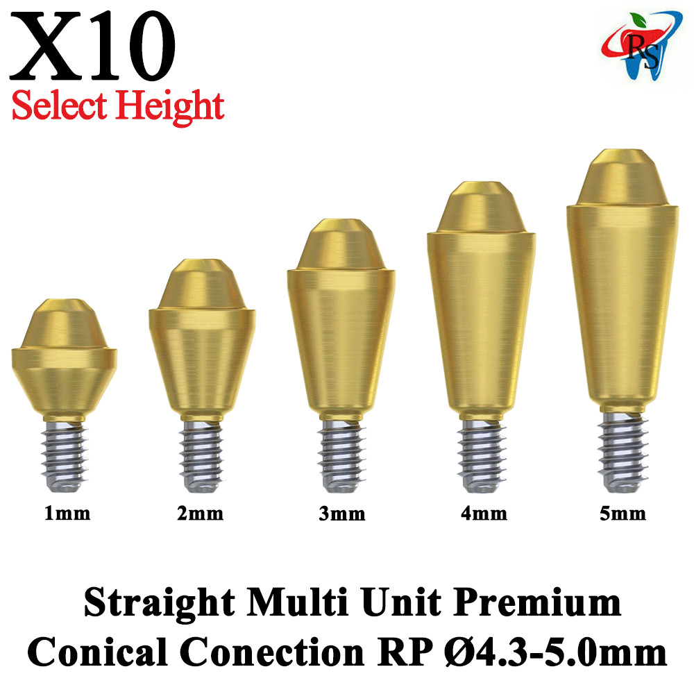 10 Prosthetic Straight Multi Unit 1.6 RP Conical Connection 2.65 Dental Titanium