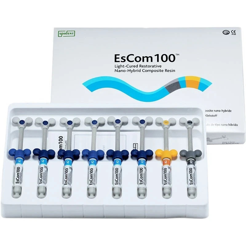 EsCom100 Spident Light-Cured Restorative NanoHybrid Dental Composite Kit A 3