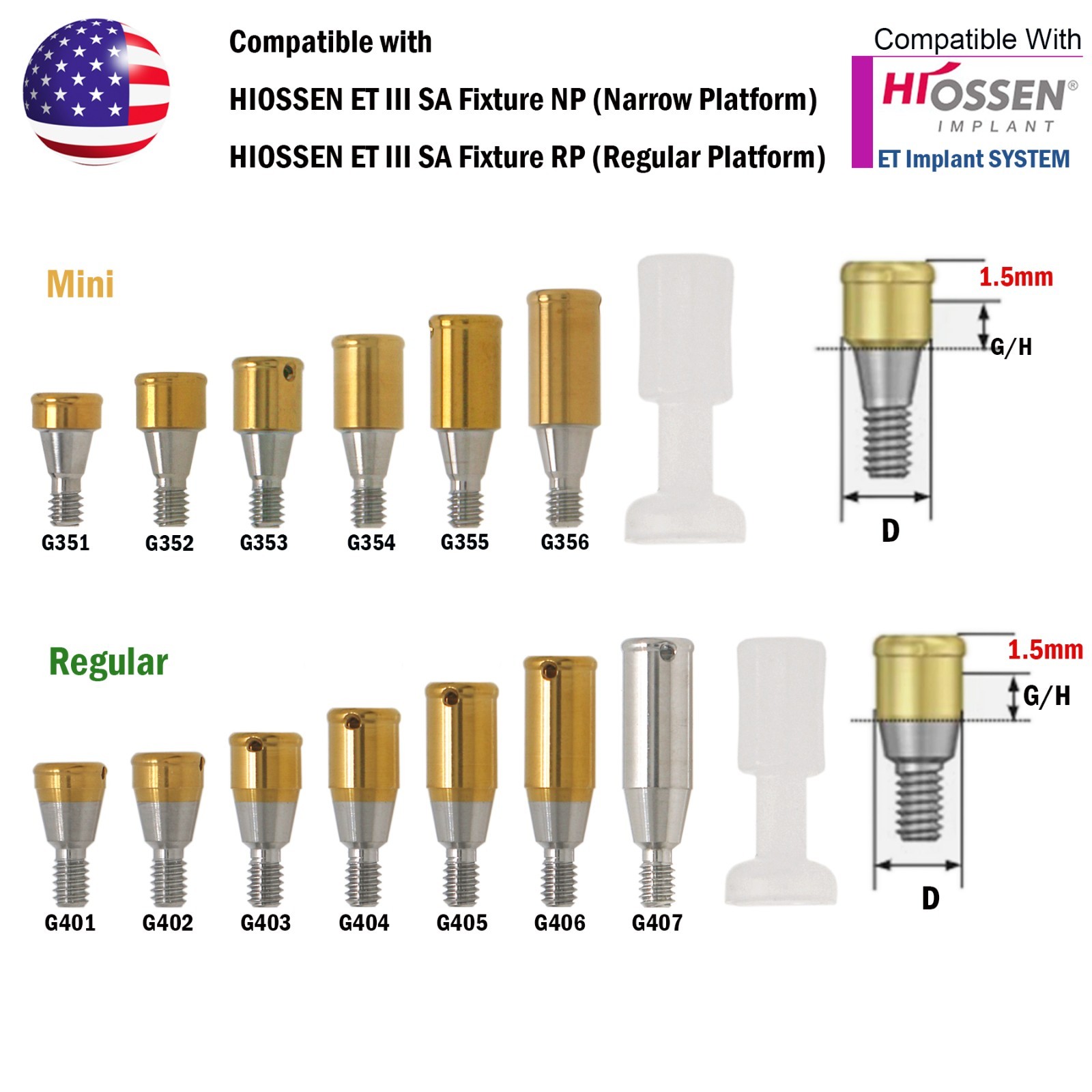 US For Hiossen/Nobel Biocare/Zimmer/Bego/Mis Dental Locator Attachment Abutment