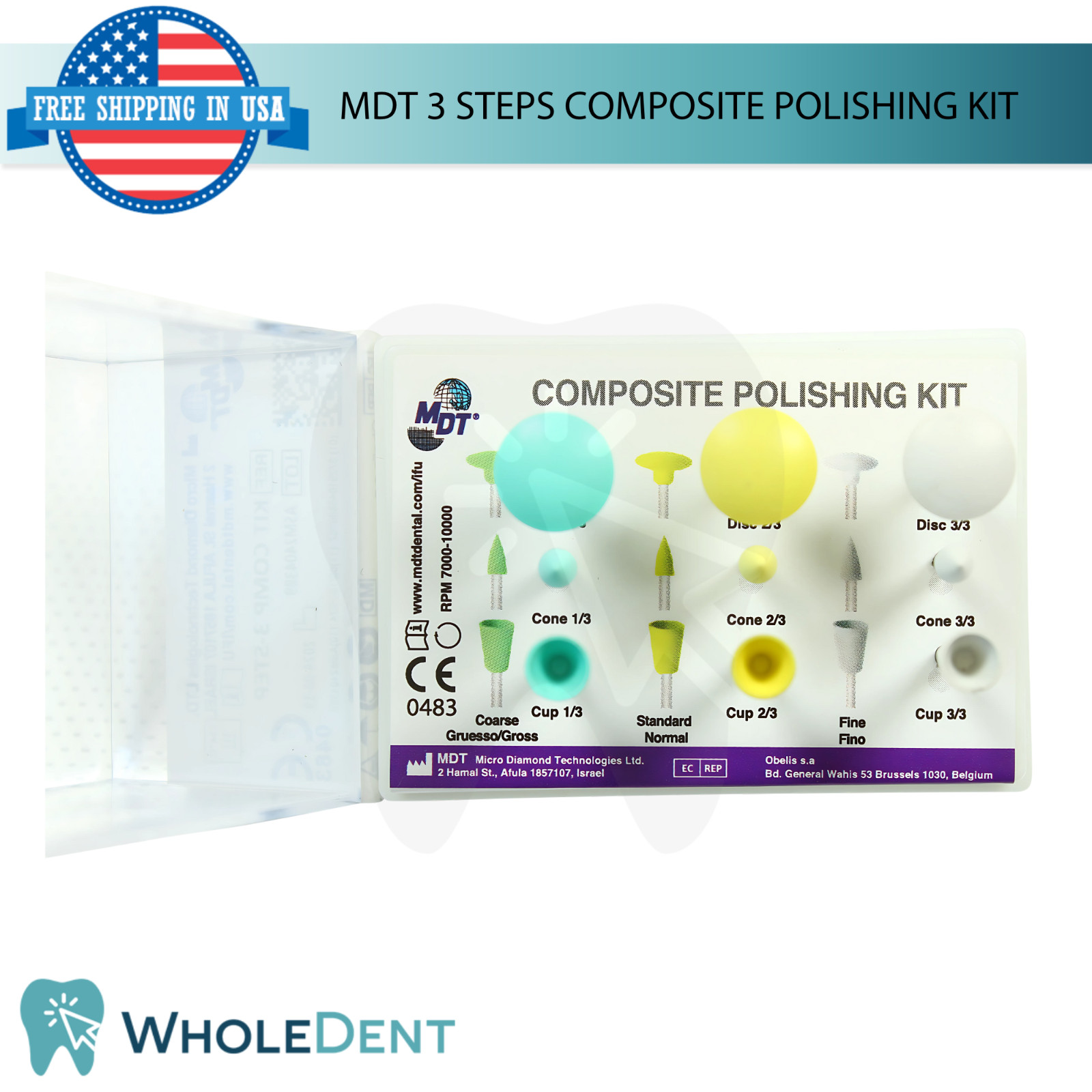 MDT 3 Steps Composite Polishing Kit High-Gloss Finish Dental Restorations