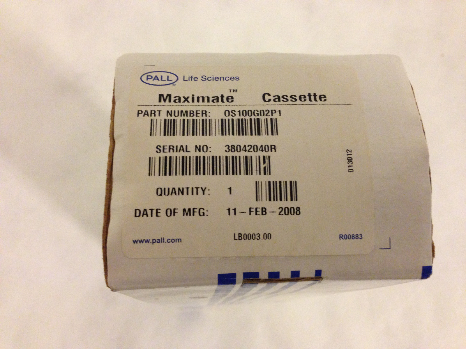 Pall Life Sciences Maximate Cassette Part#OS100G02P1