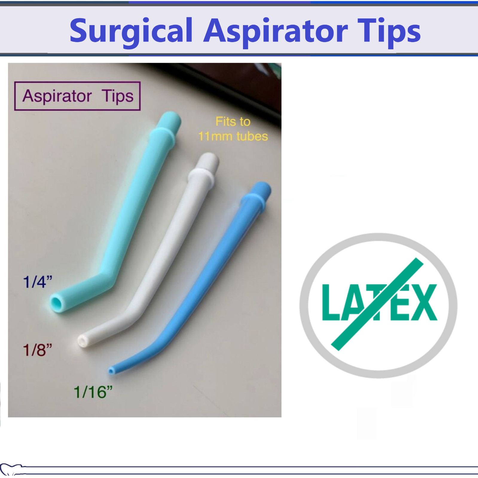 Surgical Aspirator Tips Dental Aspirating Suction Tips Blue, Green, White, 25Pk