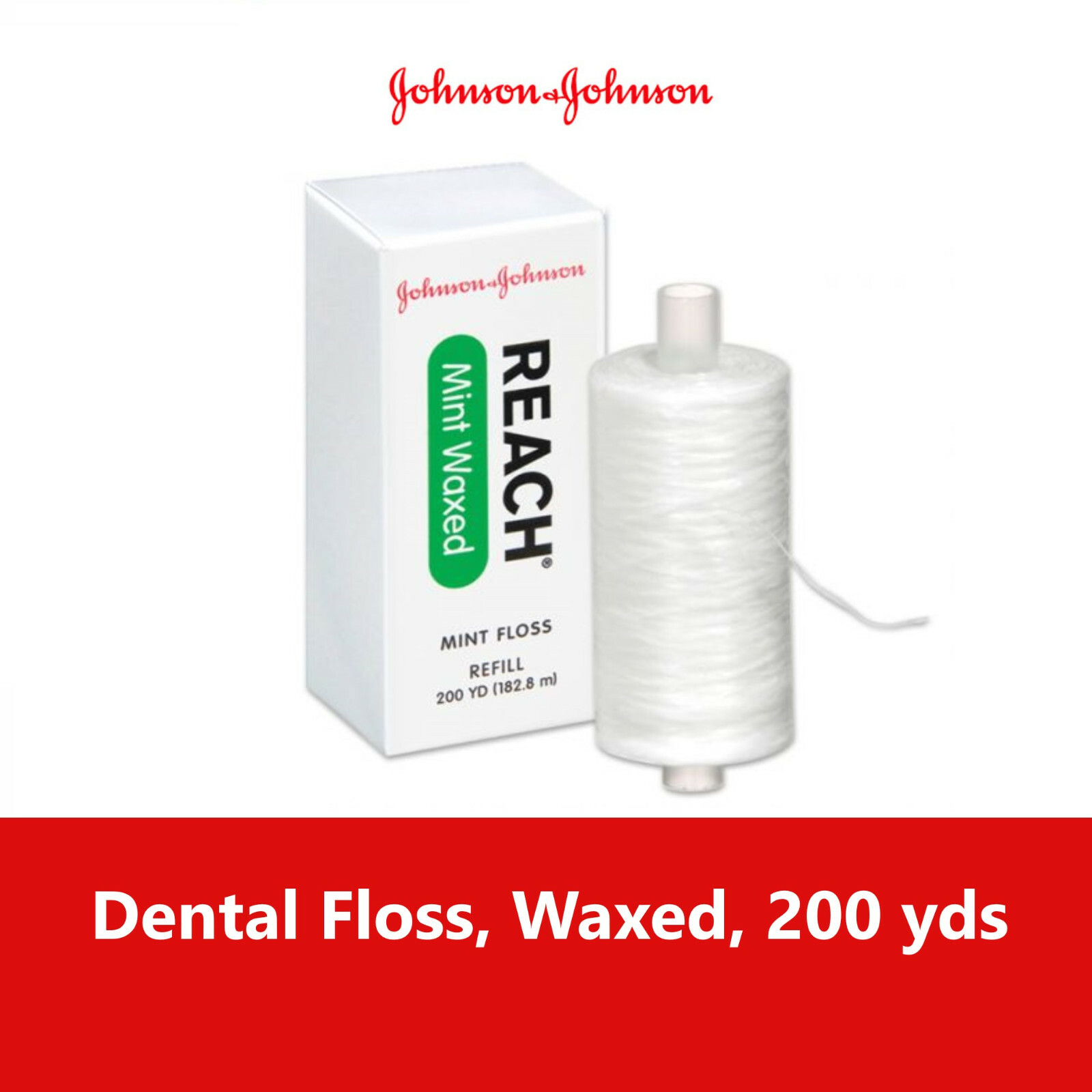 600 yards Johnson & Johnson Reach Mint Floss Waxed refill spool 2733 Flosser