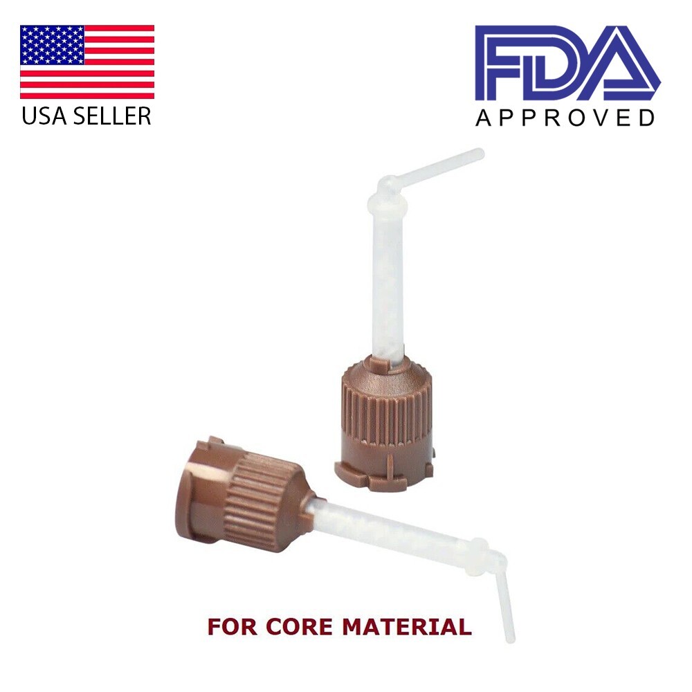 Defend type 100x HP Brown Short For Temp.Cement 1:1 Mixing Tip + intra oral tip