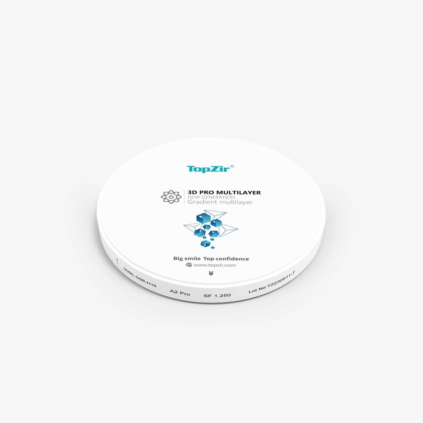TopZir® 3D Pro Multilayer Zirconia for Dental Lab | 41-49% Translucency Gradient