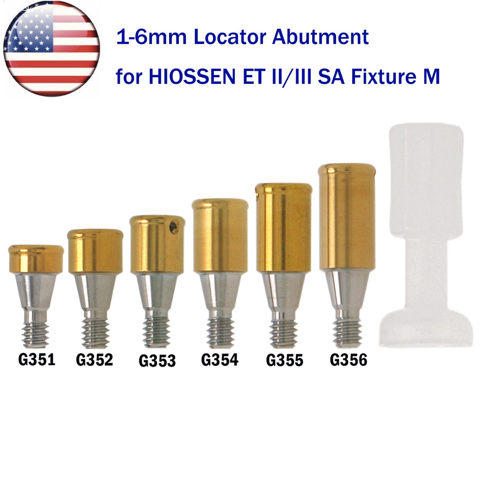 US Dental Locat0r Attachment Abutment Male Caps Kits Fit Nobel/Hiossen/Zimmer