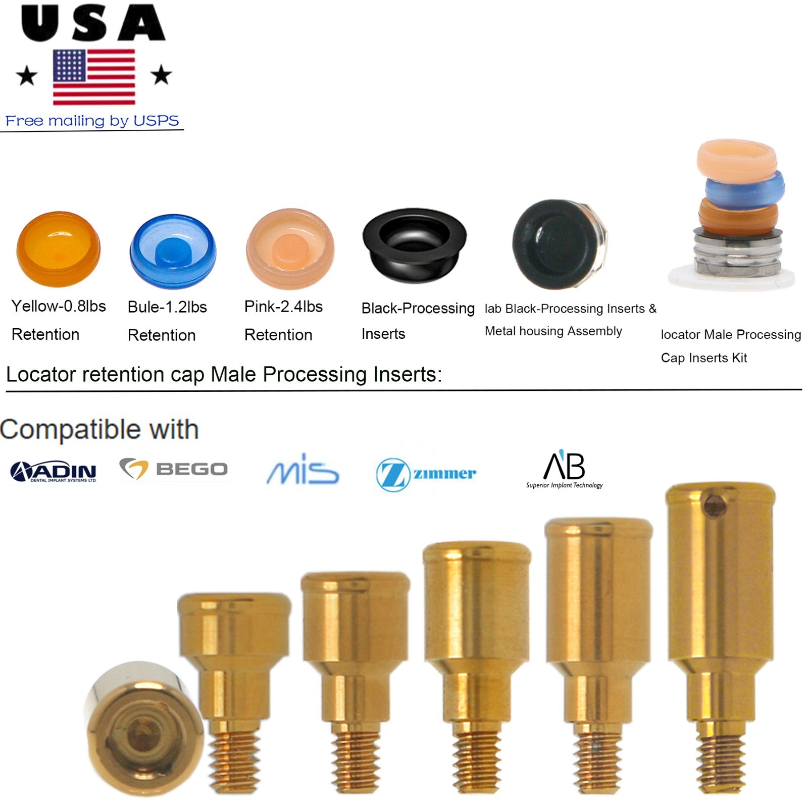 Zimmer TSV Mis ABT Internal Hex Compatible Locator Abutment 3.5mm Plat 1-5.0mm