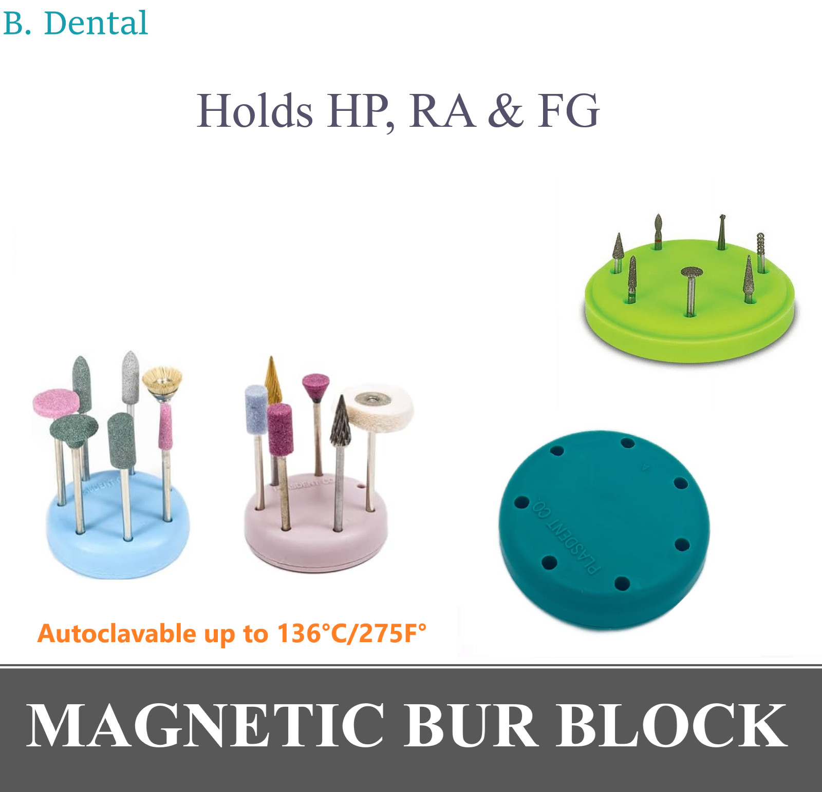Round Bur Block Magnetic FG RA FGOS HP Dental Burs Block 7 Hole Capacity