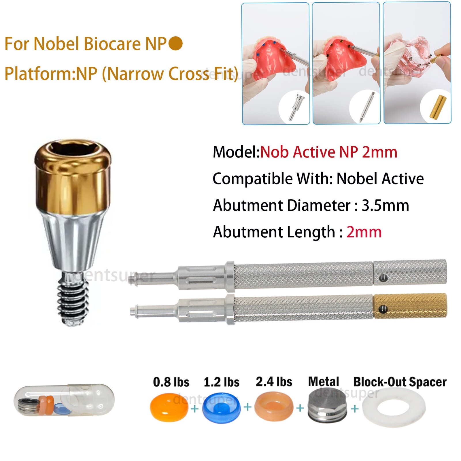 Dental L0cator Implant Abutment AH=2.0mm for Nobel Biocare Active NP 1/5/10pcs