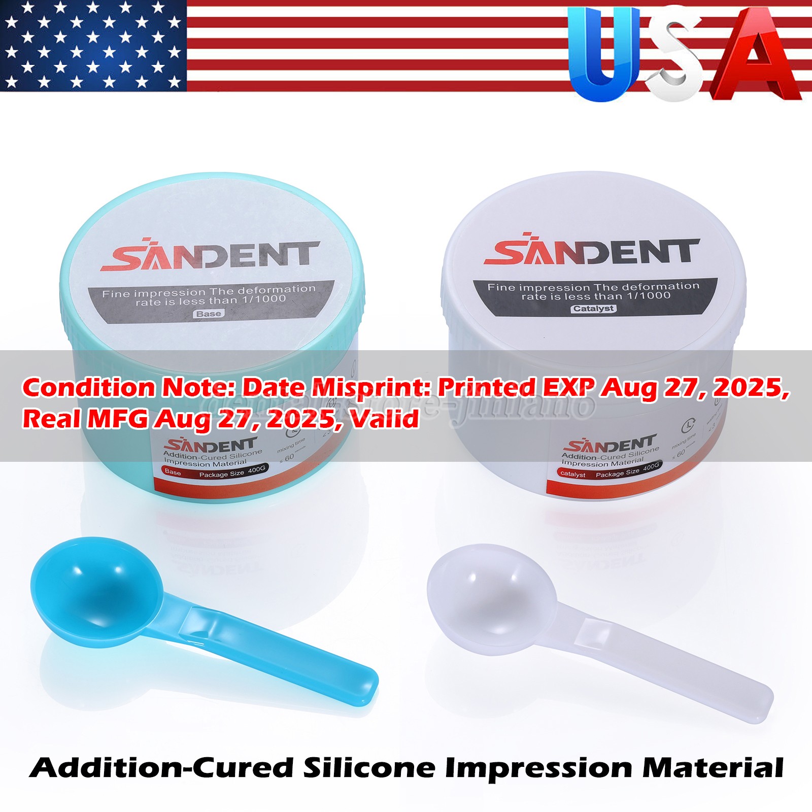 Dental Putty Fast Set PVS VPS Impression Material Base 2 x 400 ml
