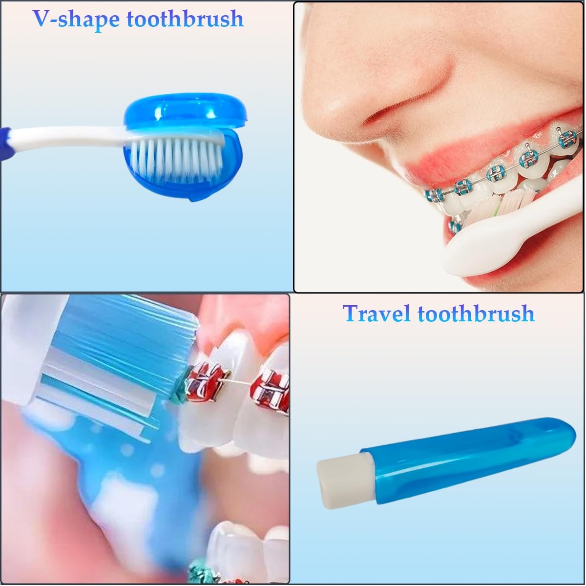 EASYTODENTA 8-in-1 Portable Orthodontic Oral Care Kit Braces Cleaning Blue
