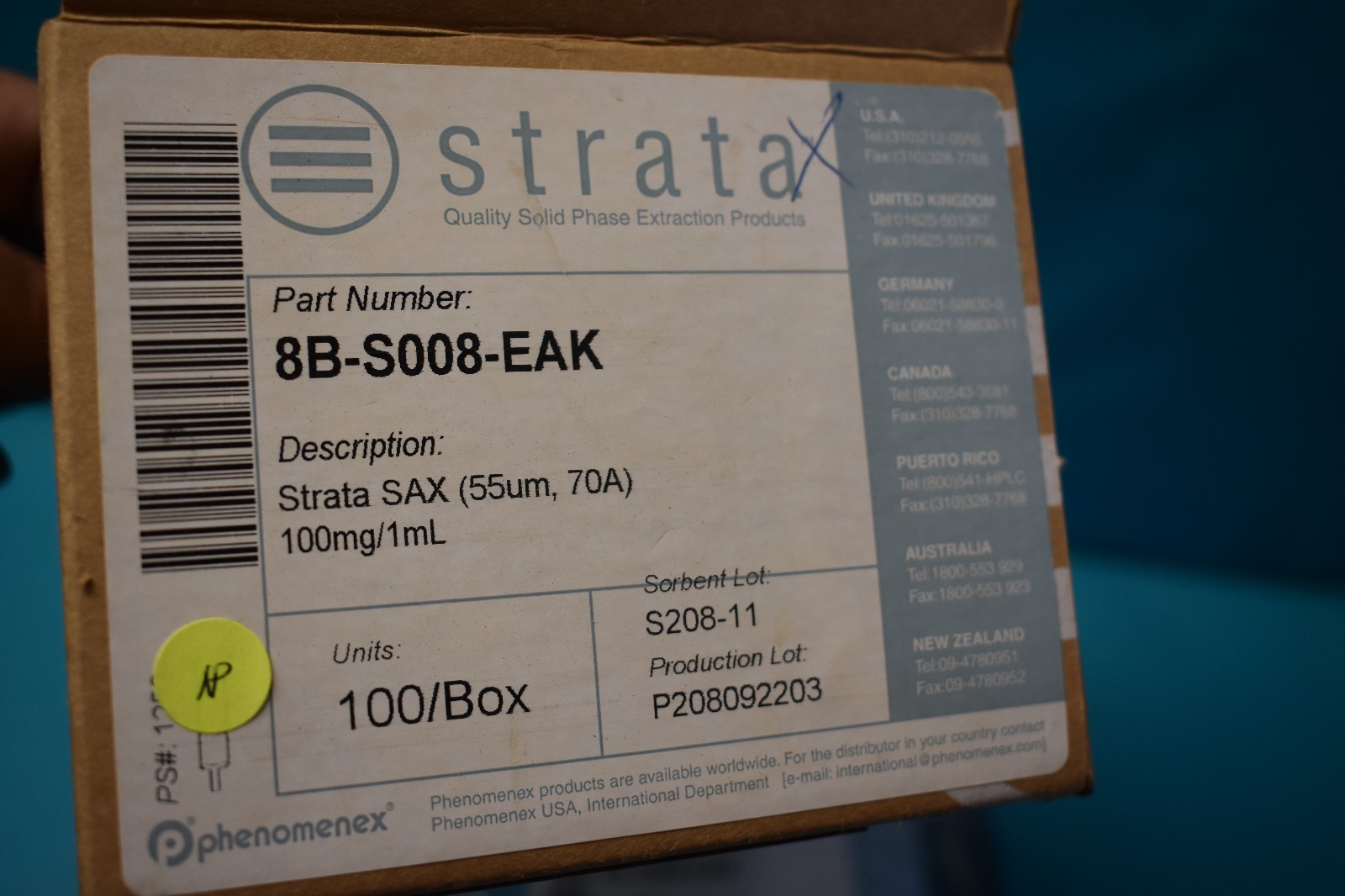 NEW STRATA PHENOMENEX 8B-S008-EAK 100/BOX