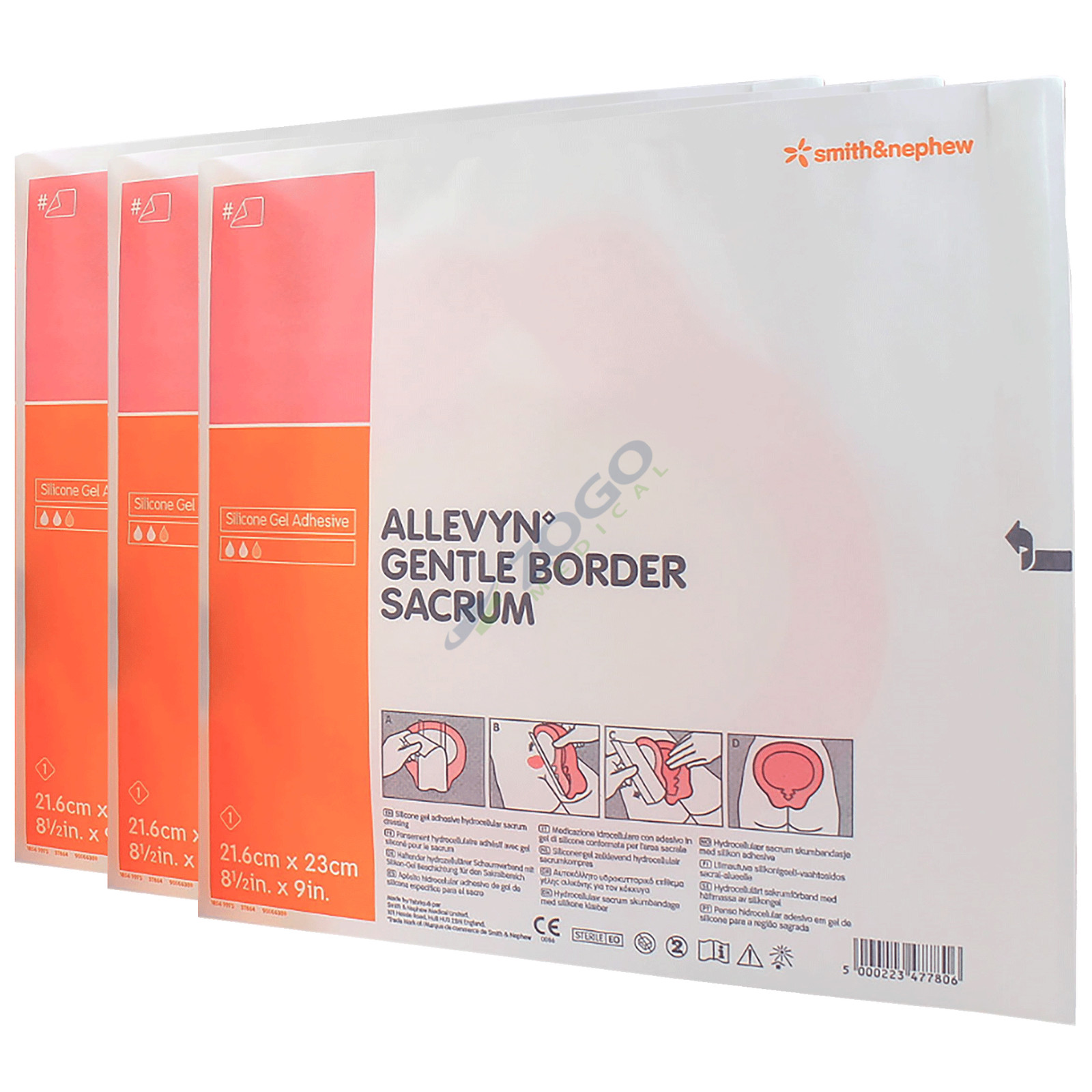 Smith & Nephew Allevyn Gentle Border Sacrum Foam Dressing 8 1/2″ x 9″ – 3 Eaches