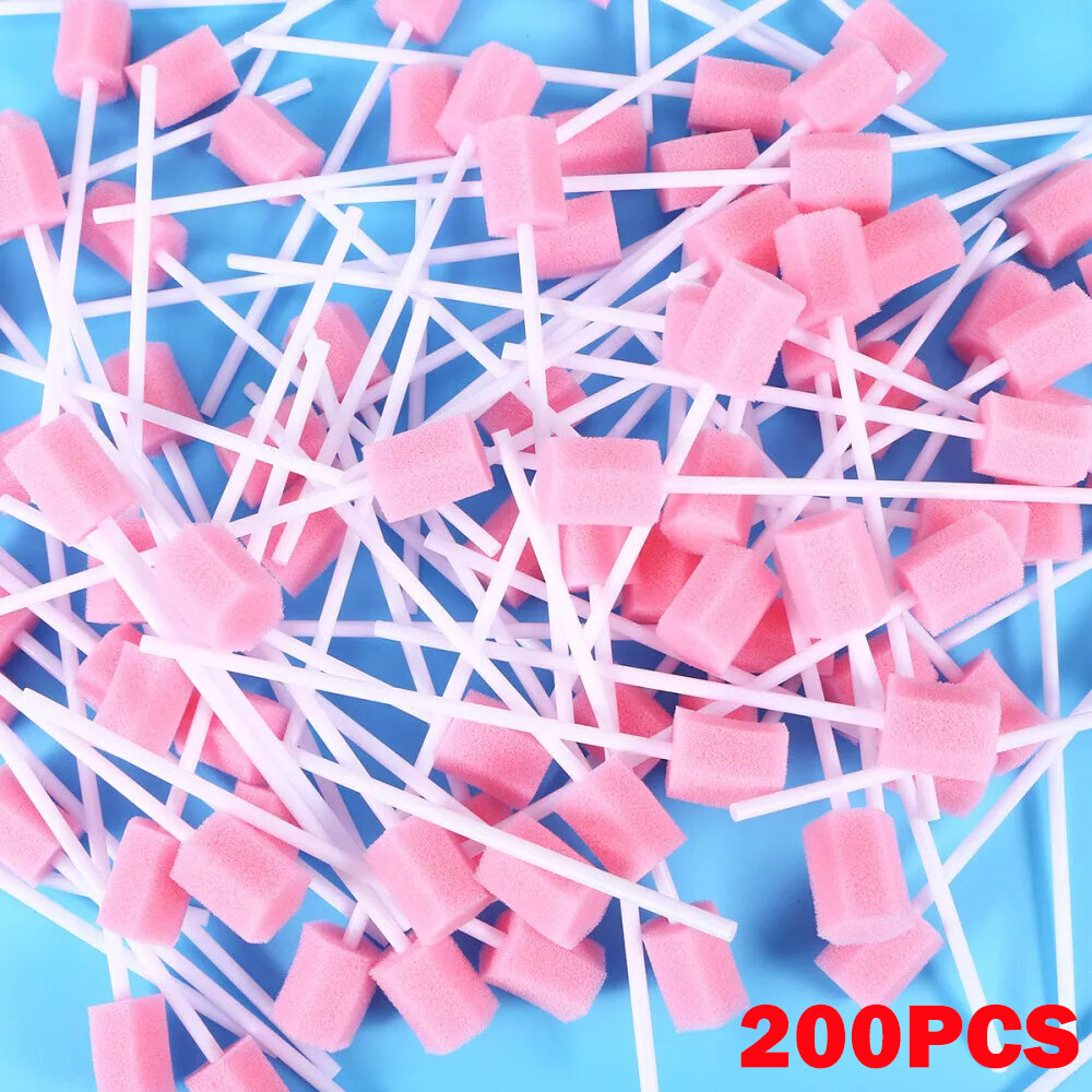 200x Disposable Oral Care Sponge Swabs Tooth Cleaning Mouth Swab With Stick USA